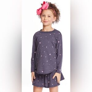 NWT chaser Girls' Navy Pink Heart long sleeve top sz 6